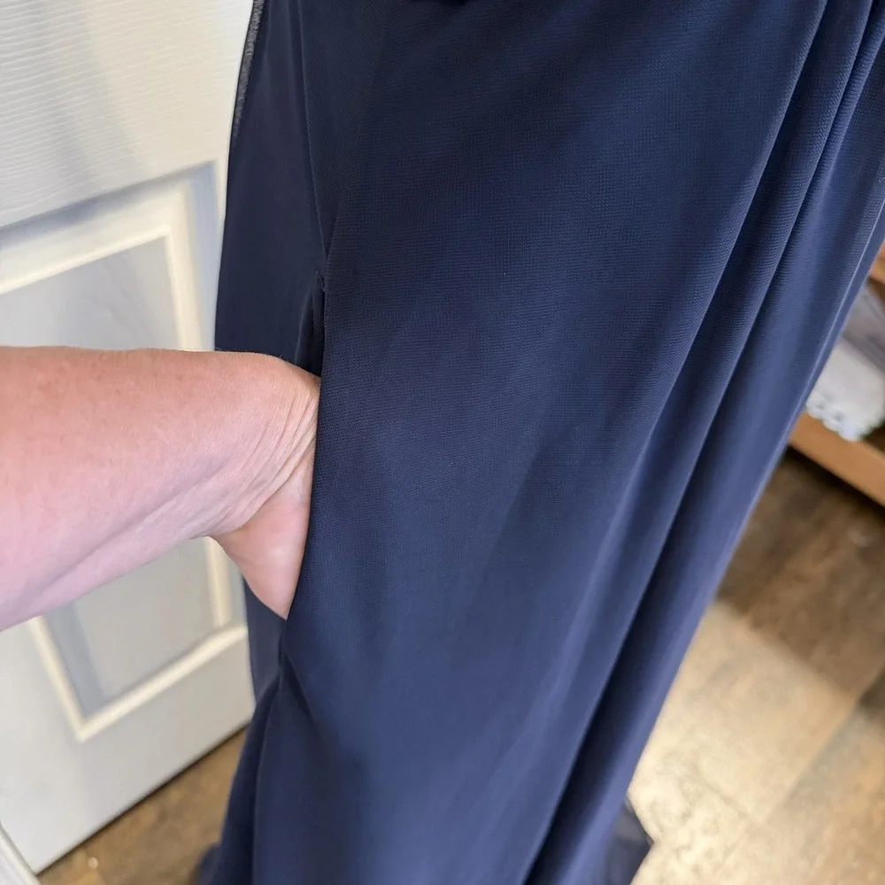 NWT Birdy Grey‎ Prom Bridesmaid Dress Maria Navy Blue MED Chiffon Formal Wedding